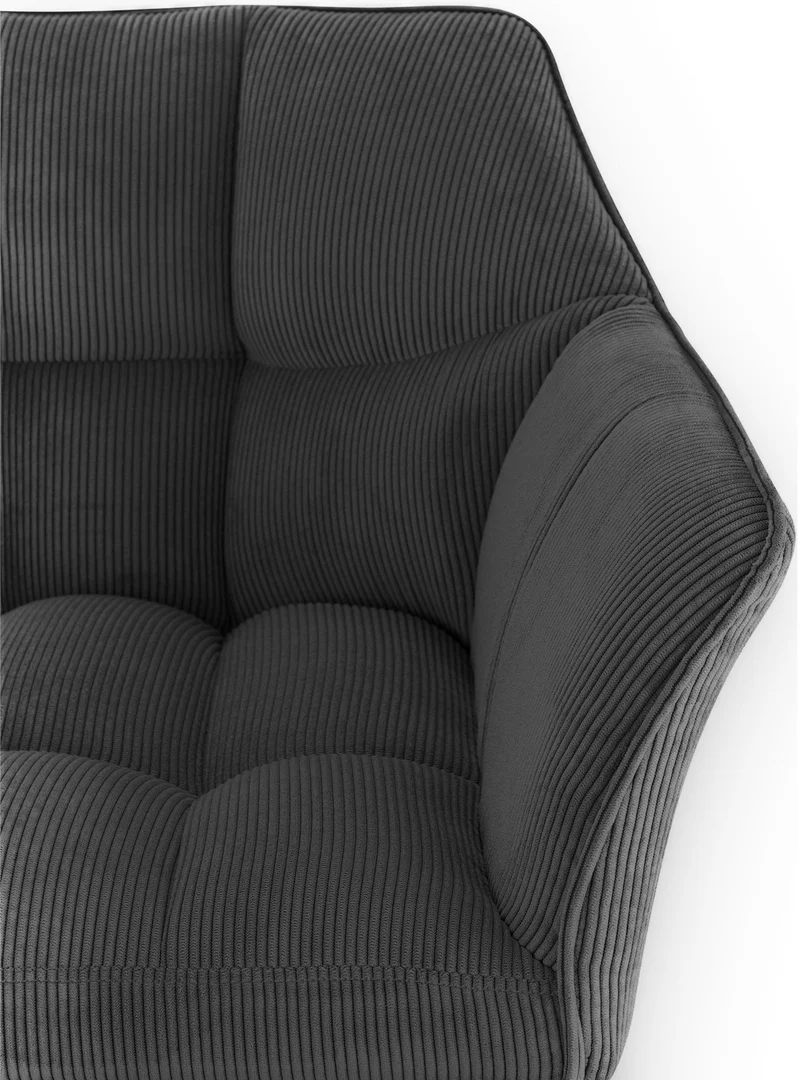 Tabouret de bar x1 réglable en velours côtelé gris foncé assise enveloppante capitonnée et avec base carrée en métal noir 10_0005892