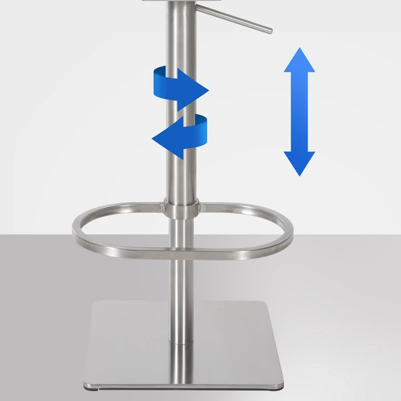 Tabouret de bar x1 réglable en velours gris assise enveloppante capitonnée et avec base carrée en acier inoxydable 10_0006063