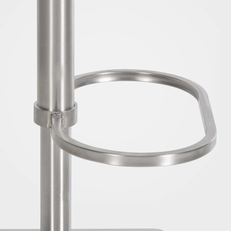 Tabouret de bar x1 réglable en velours gris assise enveloppante capitonnée et avec base carrée en acier inoxydable 10_0006063