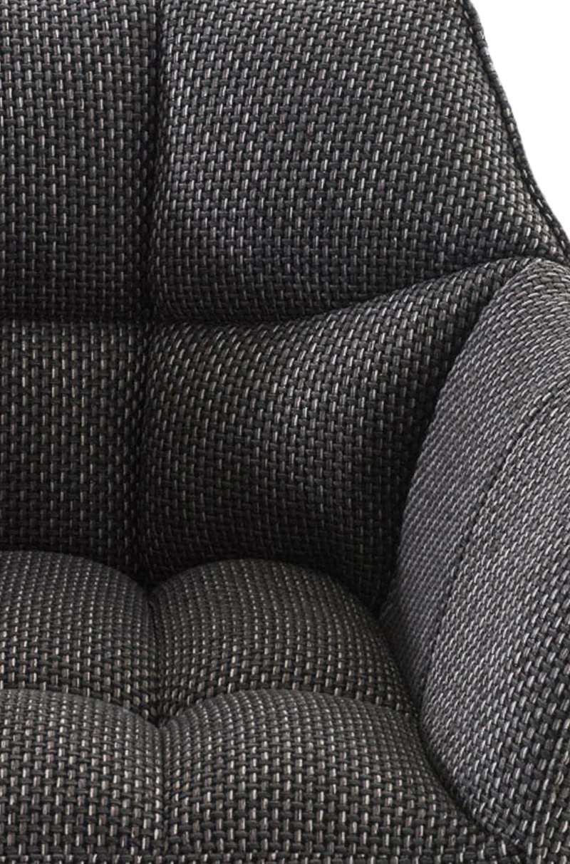 Tabouret de bar x1 réglable en velours côtelé gris assise enveloppante capitonnée et avec base carrée en acier inoxydable 10_0005999