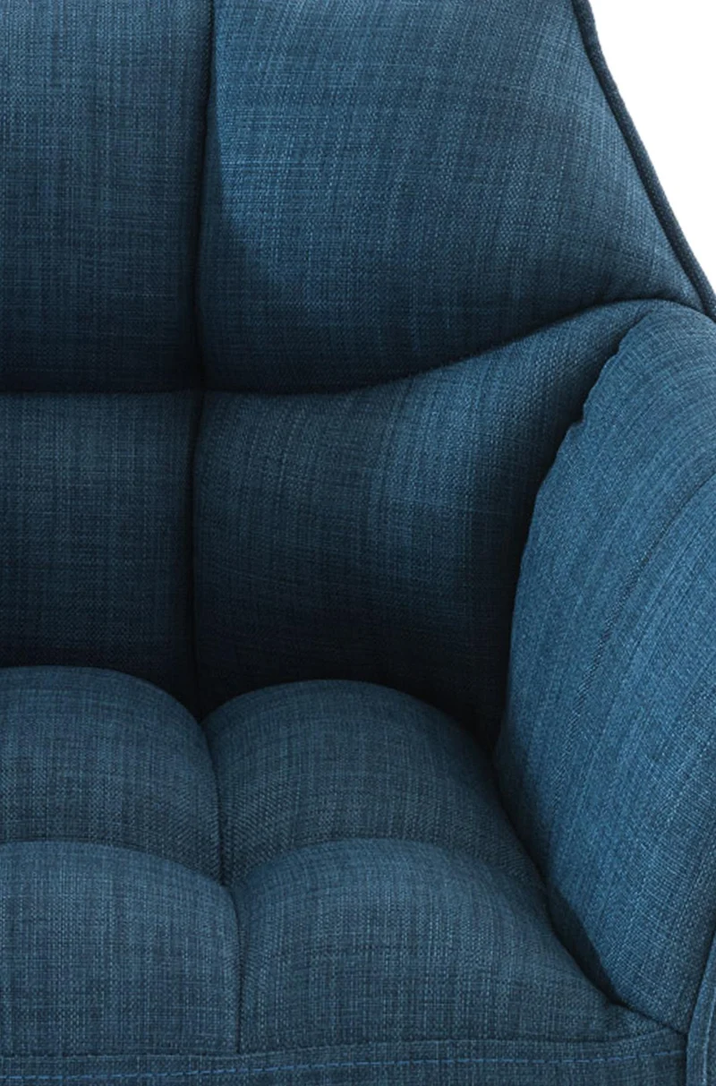 Lot de 2 tabourets de bar réglable en tissu bleu assise enveloppante capitonnée et avec base carrée en métal noir 10_0006298