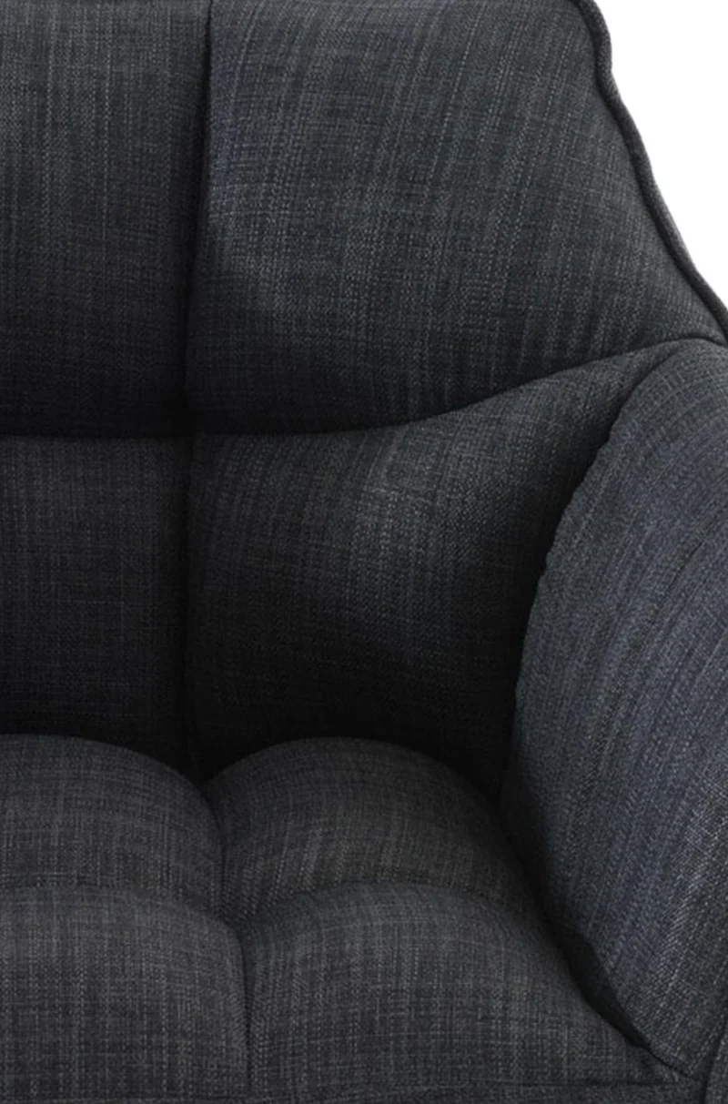 Lot de 2 tabourets de bar réglable en tissu gris foncé assise enveloppante capitonnée avec base carrée en métal noir 10_0006019