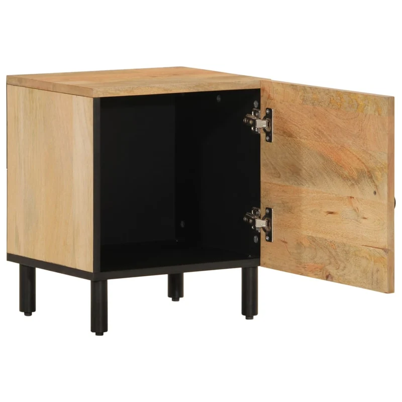 Lot de 2 tables de chevet avec compartiment avec porte 40 x 33 x 46 cm bois de manguier et fer DEC034771