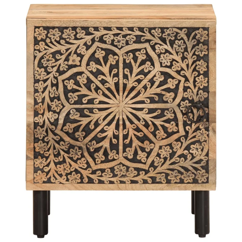 Lot de 2 tables de chevet avec compartiment avec porte 40 x 33 x 46 cm bois de manguier et fer DEC034771
