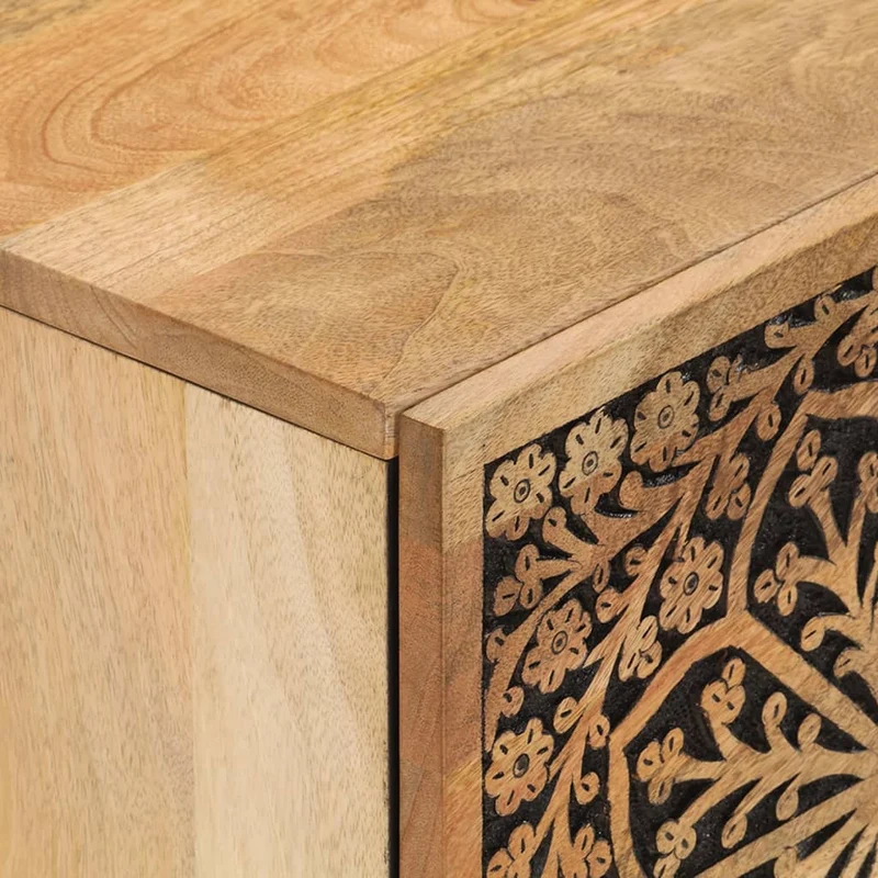 Lot de 2 tables de chevet avec compartiment avec porte 40 x 33 x 46 cm bois de manguier et fer DEC034771