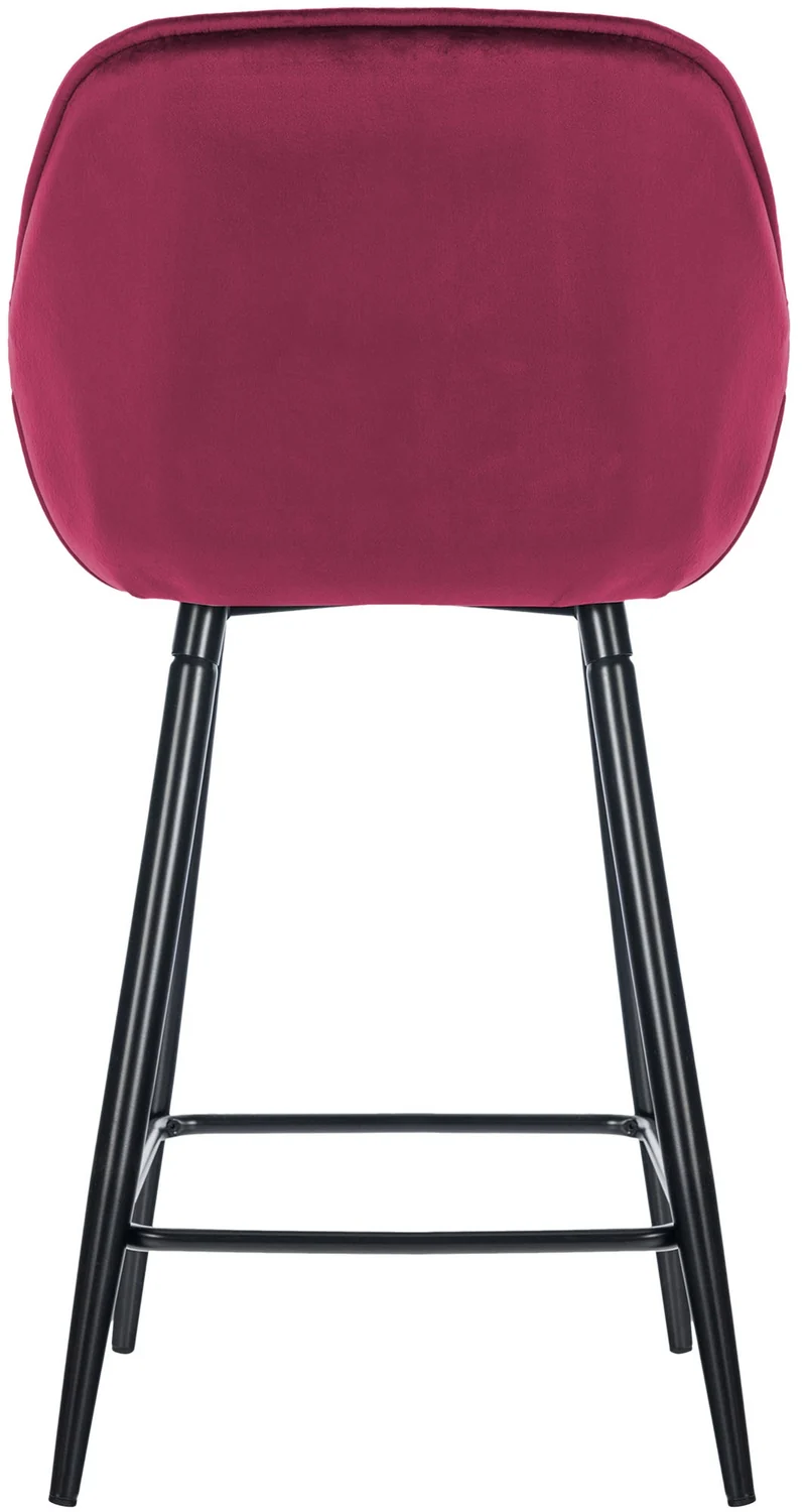 Lot de 2 tabourets de bar moderne en velours rouge bordeaux assise enveloppante capitonnée pieds métal noir 10_0006031