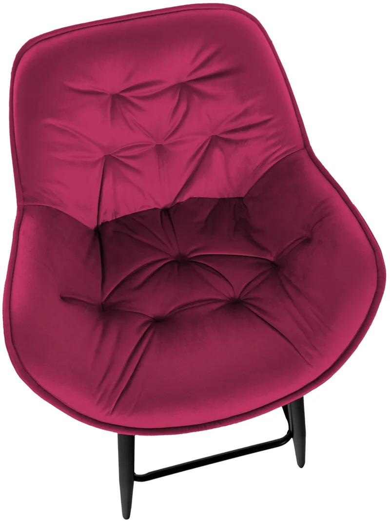 Lot de 2 tabourets de bar moderne en velours rouge bordeaux assise enveloppante capitonnée pieds métal noir 10_0006031
