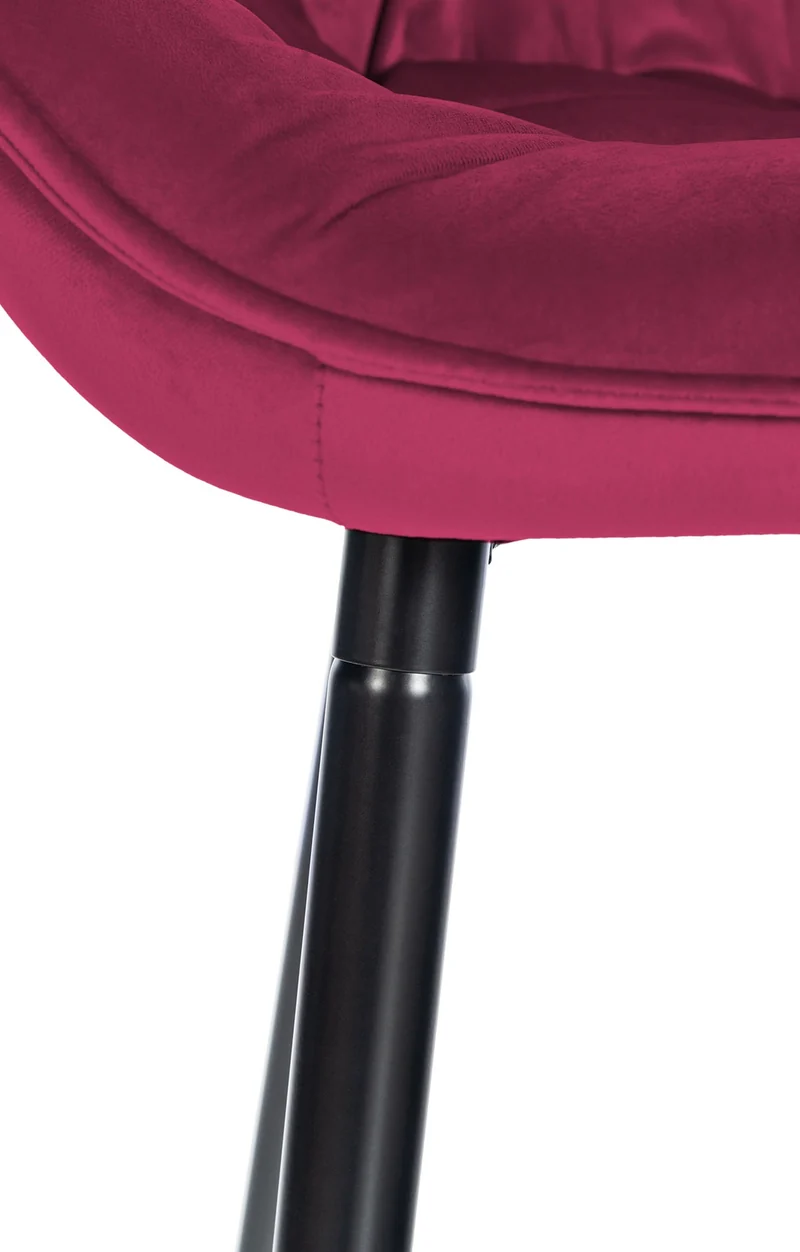 Lot de 2 tabourets de bar moderne en velours rouge bordeaux assise enveloppante capitonnée pieds métal noir 10_0006031