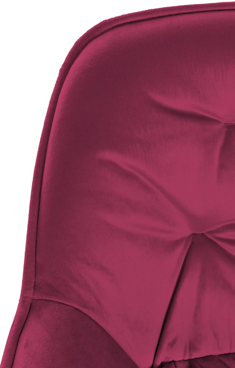Lot de 2 tabourets de bar moderne en velours rouge bordeaux assise enveloppante capitonnée pieds métal noir 10_0006031