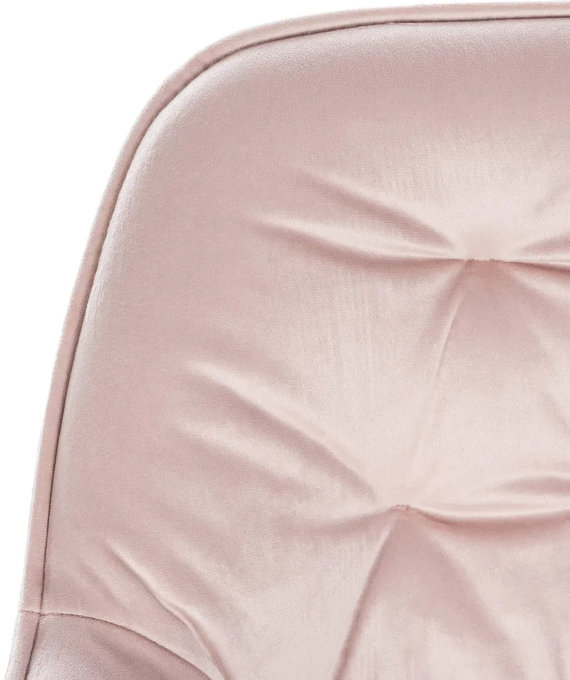 Tabouret de bar x1 moderne en velours rose assise enveloppante capitonnée pieds métal noir 10_0005783
