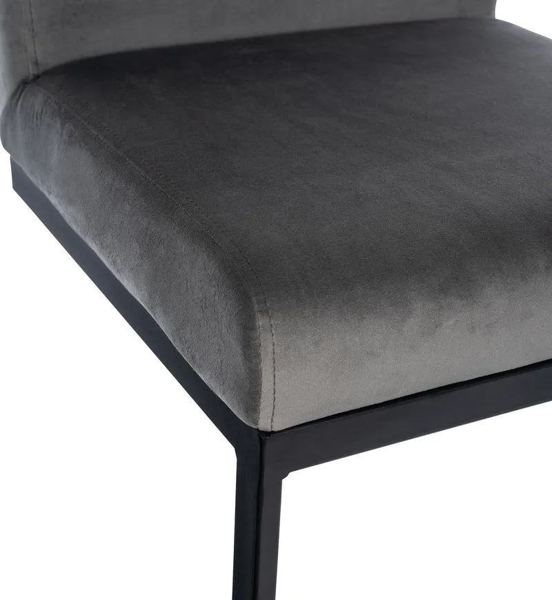 Tabouret de bar x1 avec dossier pieds en forme de luge en métal noir assise en velours gris 10_0005878