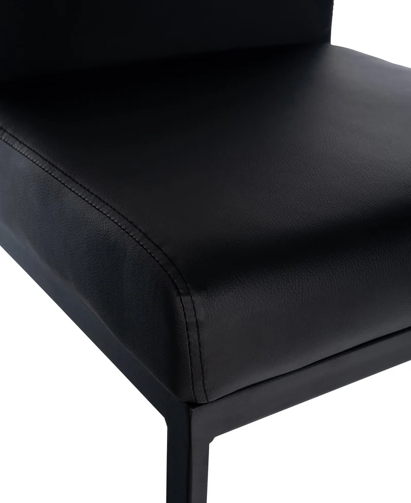 Tabouret de bar x1 avec dossier pieds en forme de luge en métal noir assise en similicuir noir 10_0005821