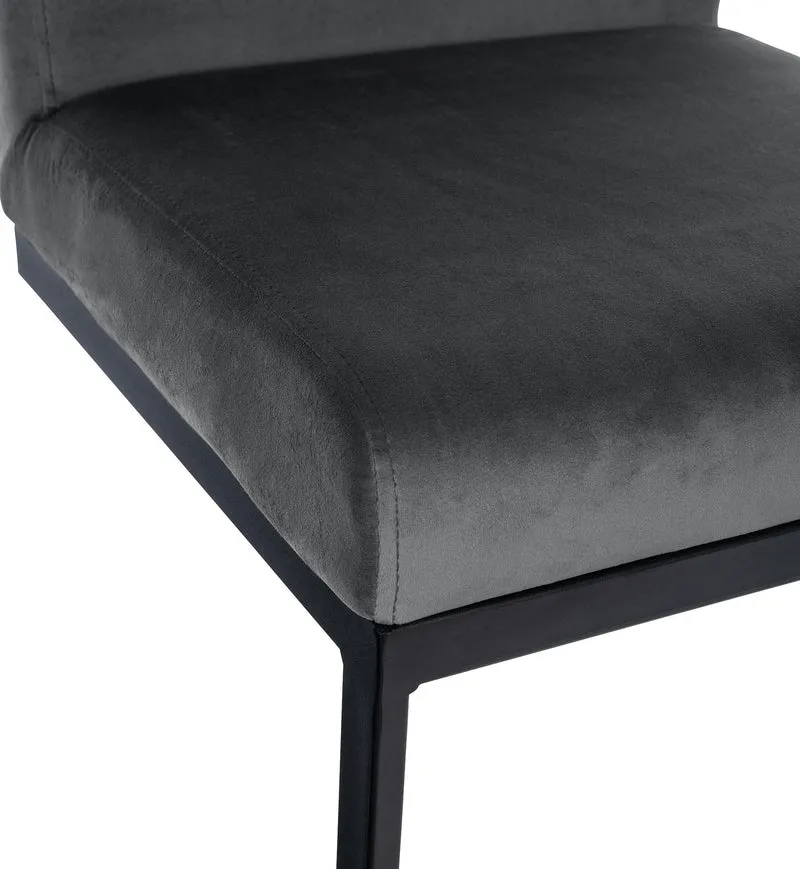 Tabouret de bar x1 avec dossier pieds en forme de luge en métal noir assise en velours gris foncé 10_0005808
