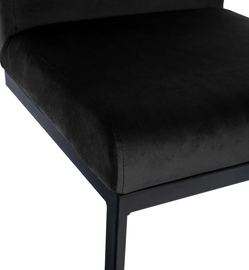 Tabouret de bar x1 avec dossier pieds en forme de luge en métal noir assise en velours noir 10_0005624