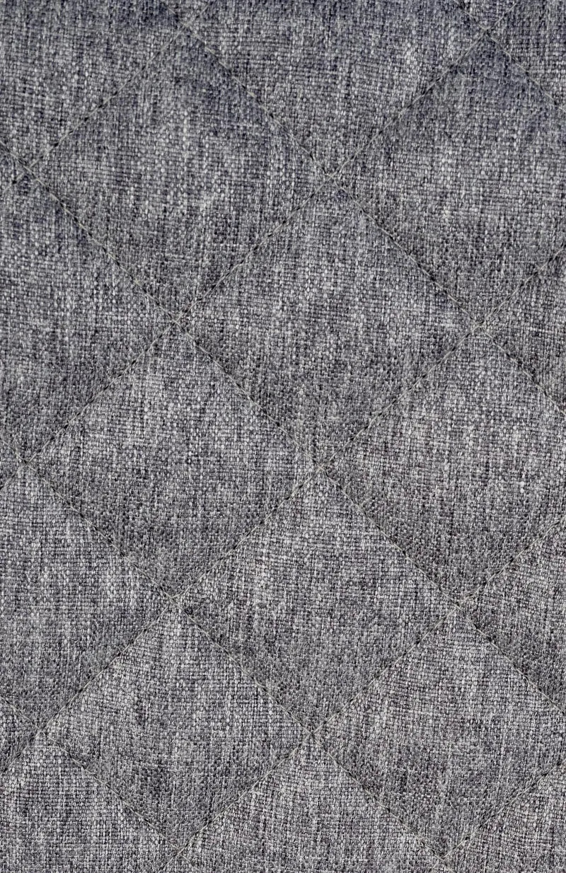 Lot de 2 tabourets de bar repose-pieds hauteur réglable en tissu gris clair coutures losange cadre métal noir 10_0006232