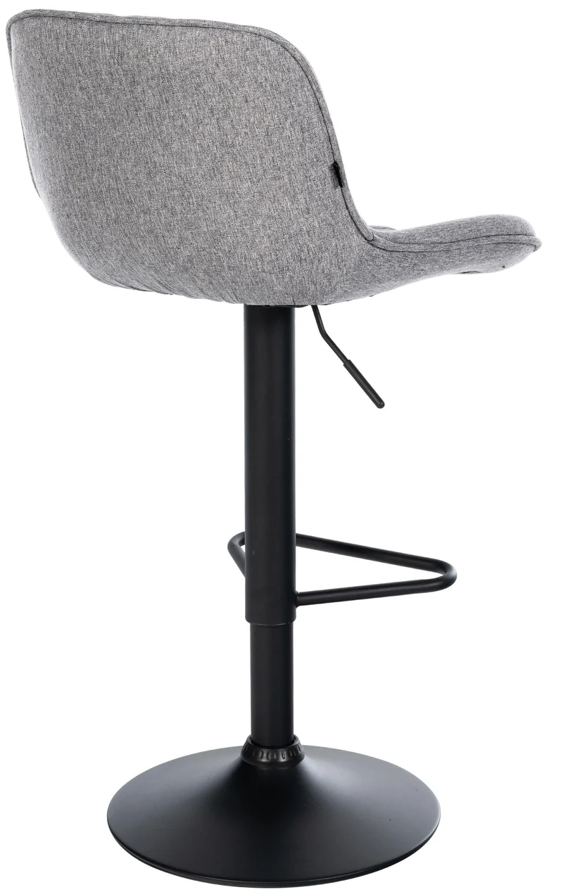 Tabouret de bar x1 repose-pieds hauteur réglable en tissu gris clair coutures losange cadre métal noir 10_0005872