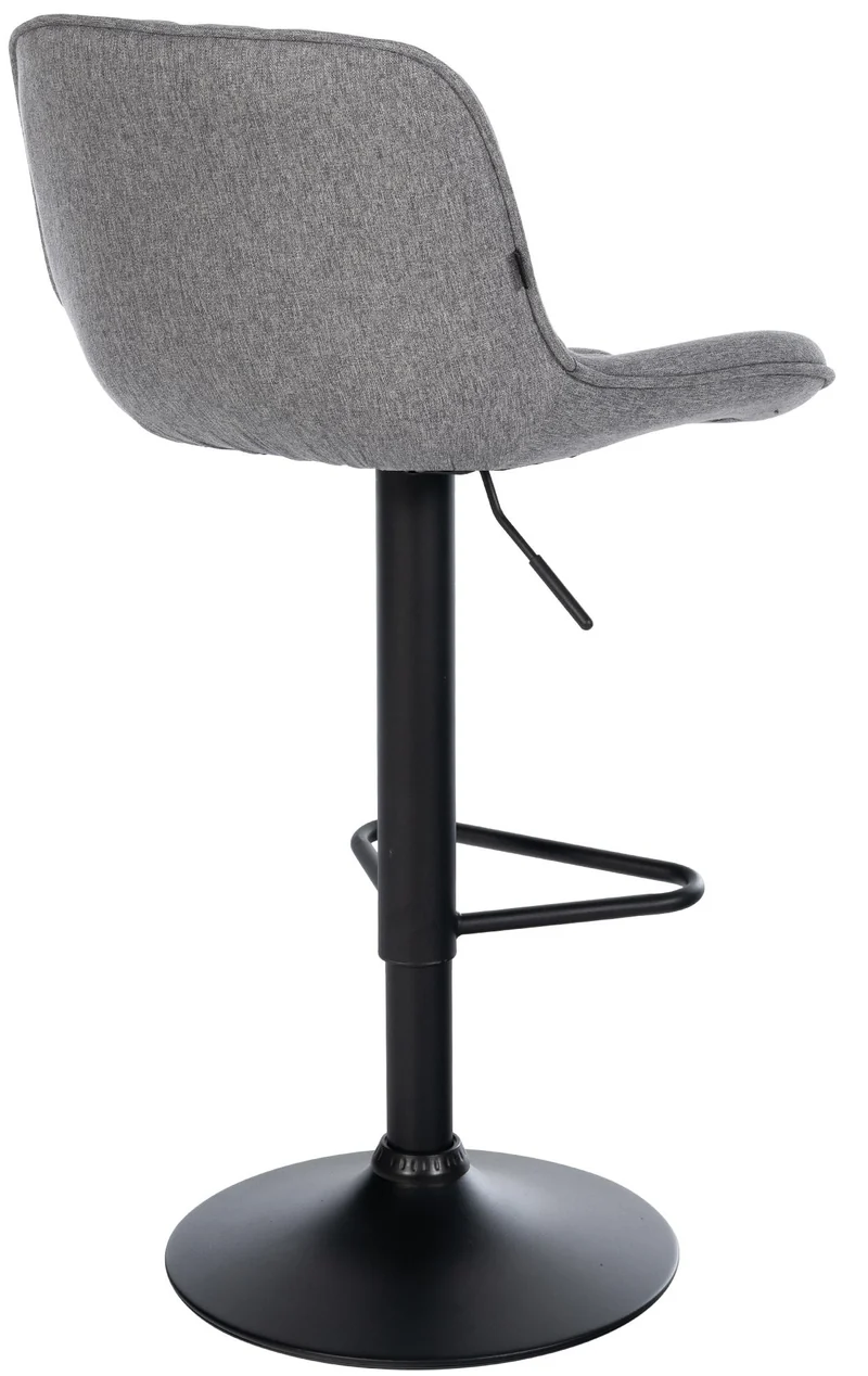 Tabouret de bar x1 repose-pieds hauteur réglable en tissu gris foncé coutures losange cadre métal noir 10_0005803