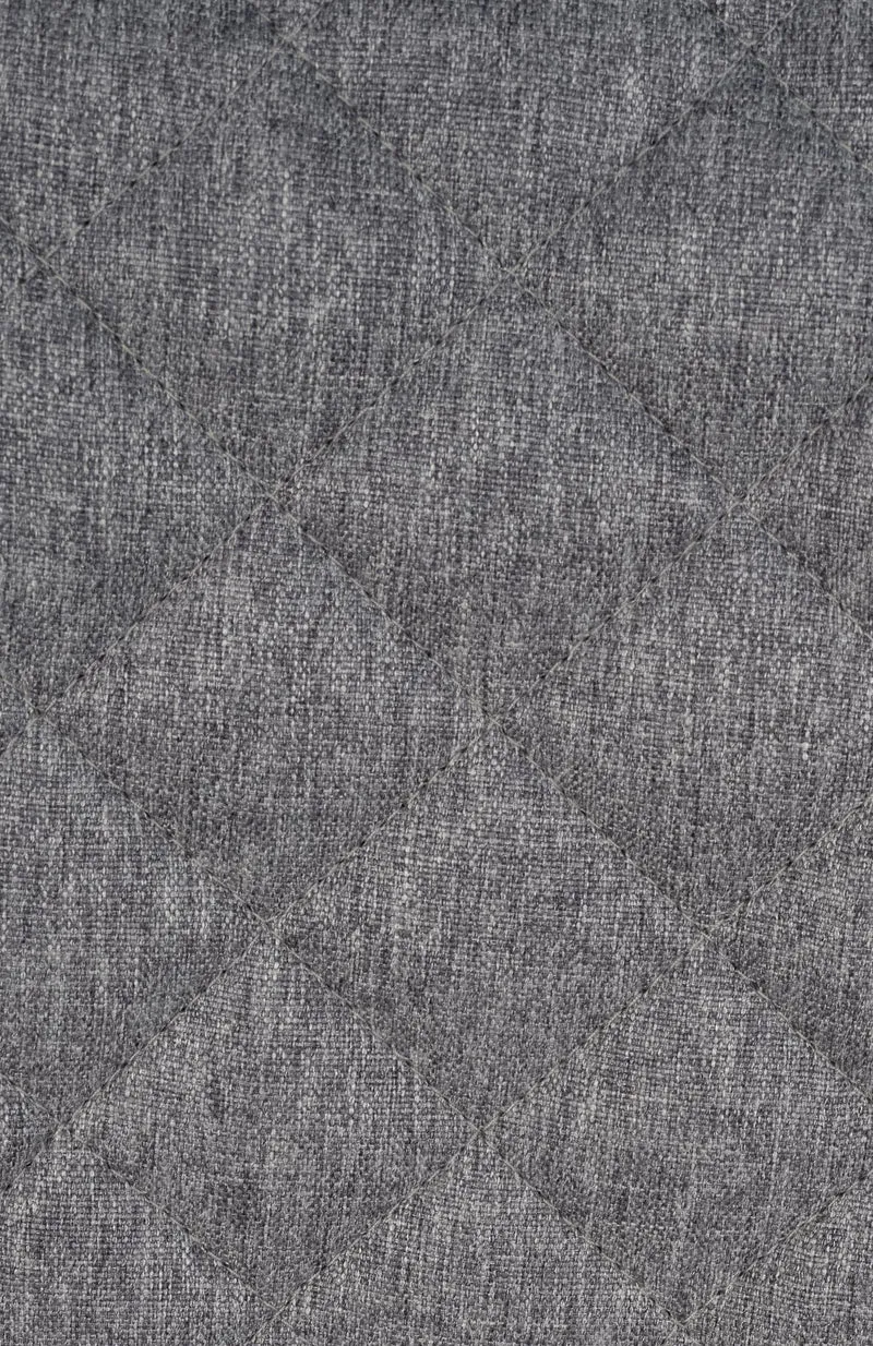 Tabouret de bar x1 repose-pieds hauteur réglable en tissu gris foncé coutures losange cadre métal noir 10_0005803
