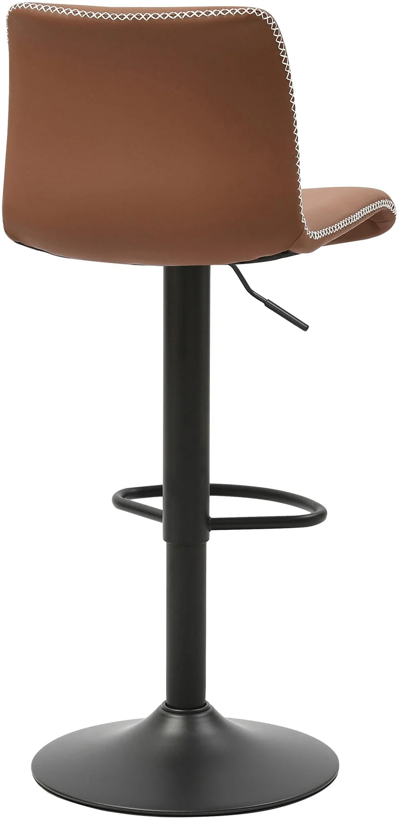 Tabouret de bar x1 avec coutures contrastées repose-pieds hauteur réglable en similicuir marron structure métallique noir 10_0005631