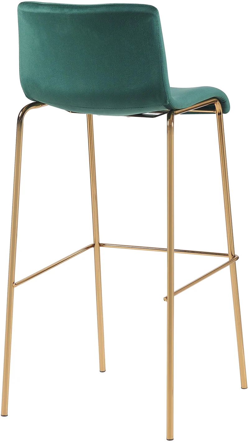 Tabouret de bar x1 en velours vert cadre métallique doré à quatre pieds style chic et moderne 10_0005949