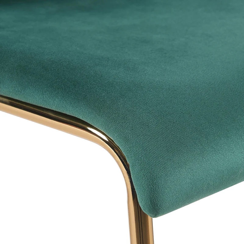 Tabouret de bar x1 en velours vert cadre métallique doré à quatre pieds style chic et moderne 10_0005949
