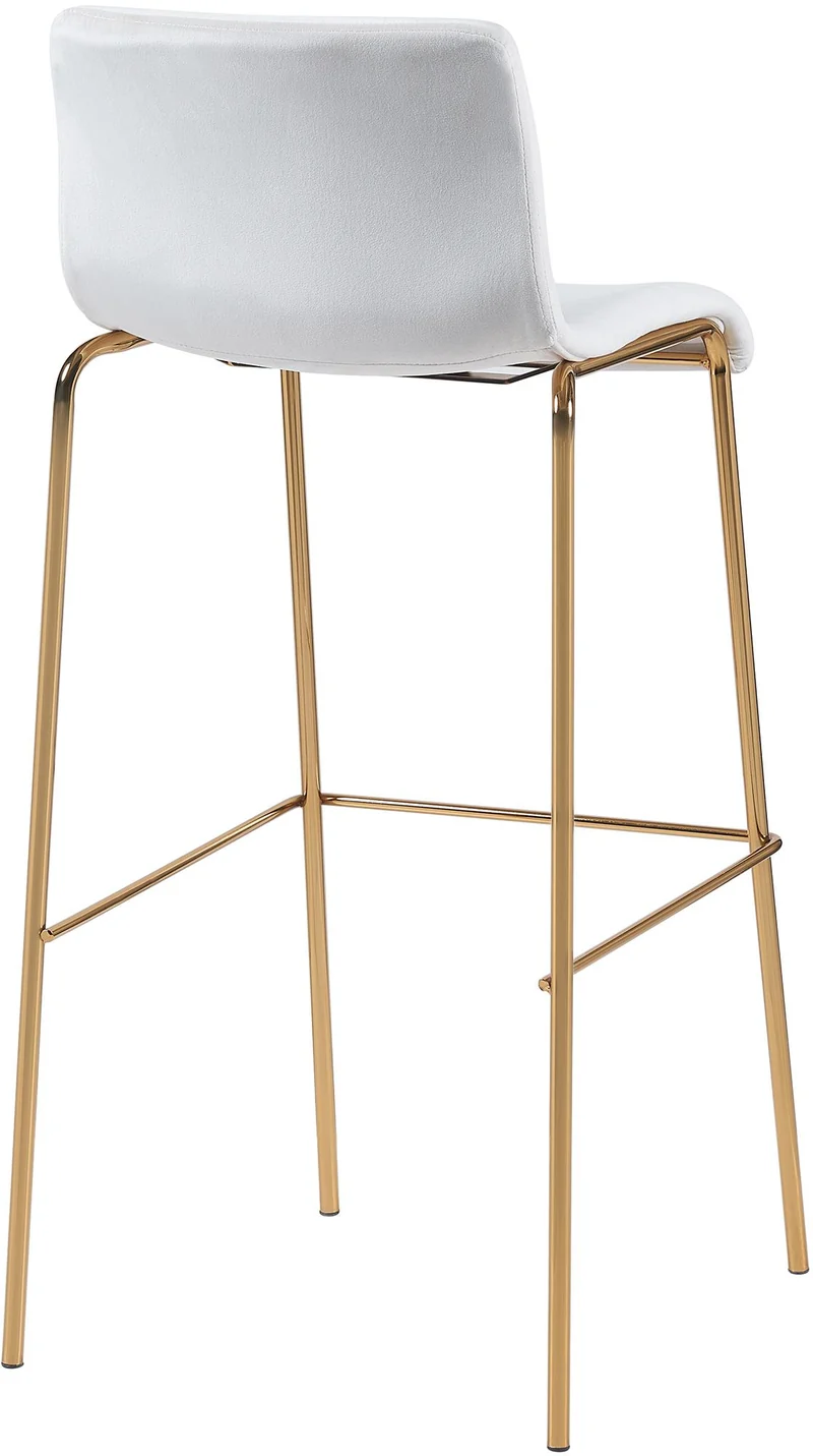 Tabouret de bar x1 en velours crème cadre métallique doré à quatre pieds style chic et moderne 10_0005828