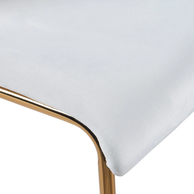Tabouret de bar x1 en velours crème cadre métallique doré à quatre pieds style chic et moderne 10_0005828