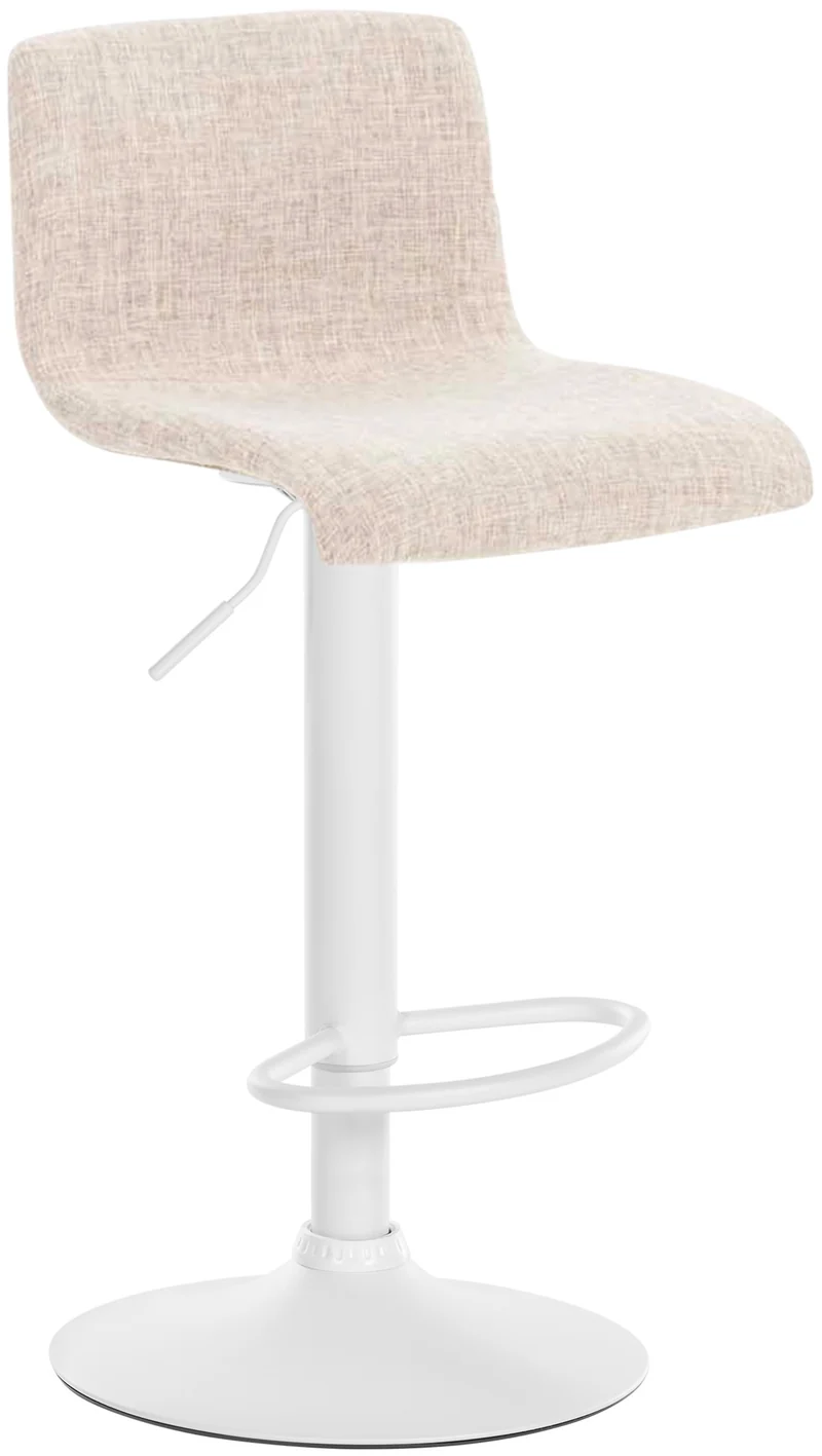 Tabouret de bar x1 en tissu crème cadre métal blanc repose-pieds style moderne 10_0005633