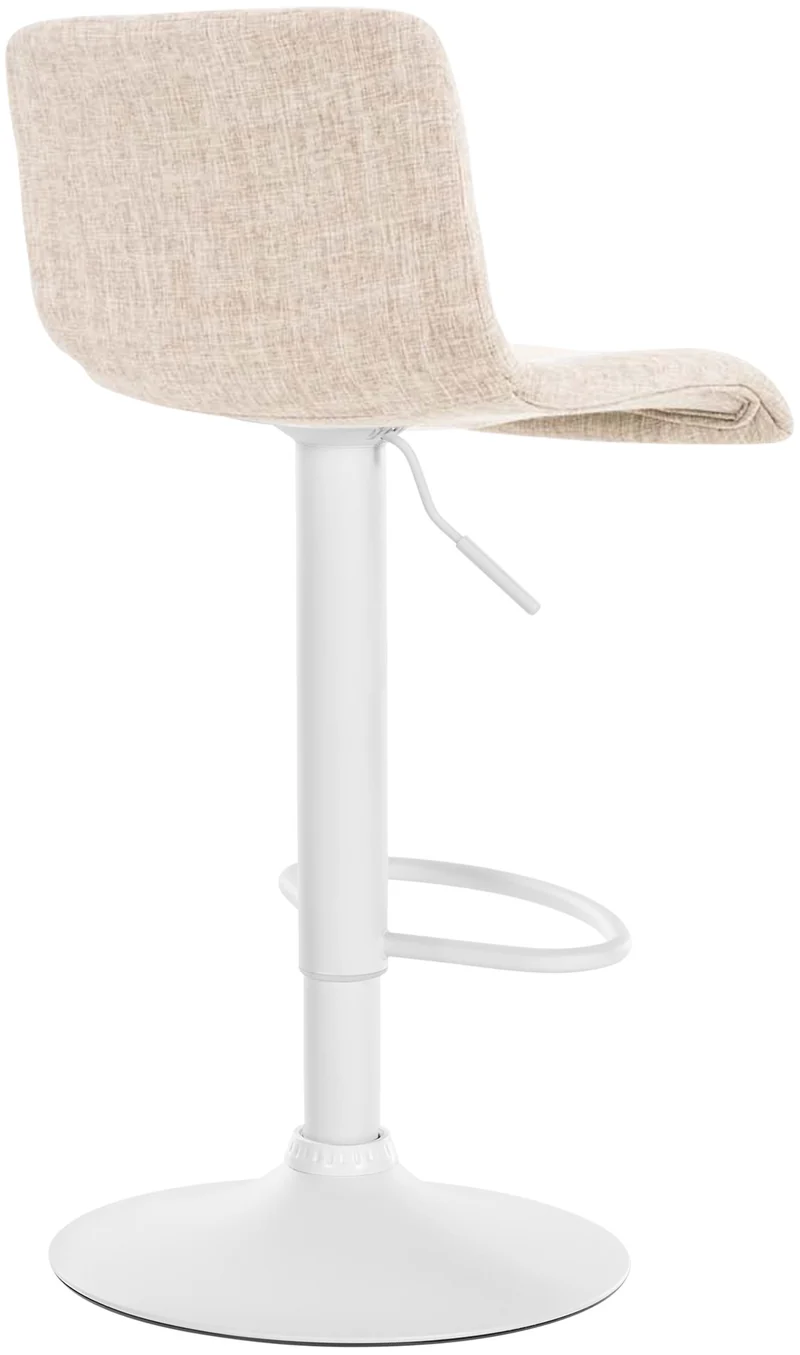 Tabouret de bar x1 en tissu crème cadre métal blanc repose-pieds style moderne 10_0005633