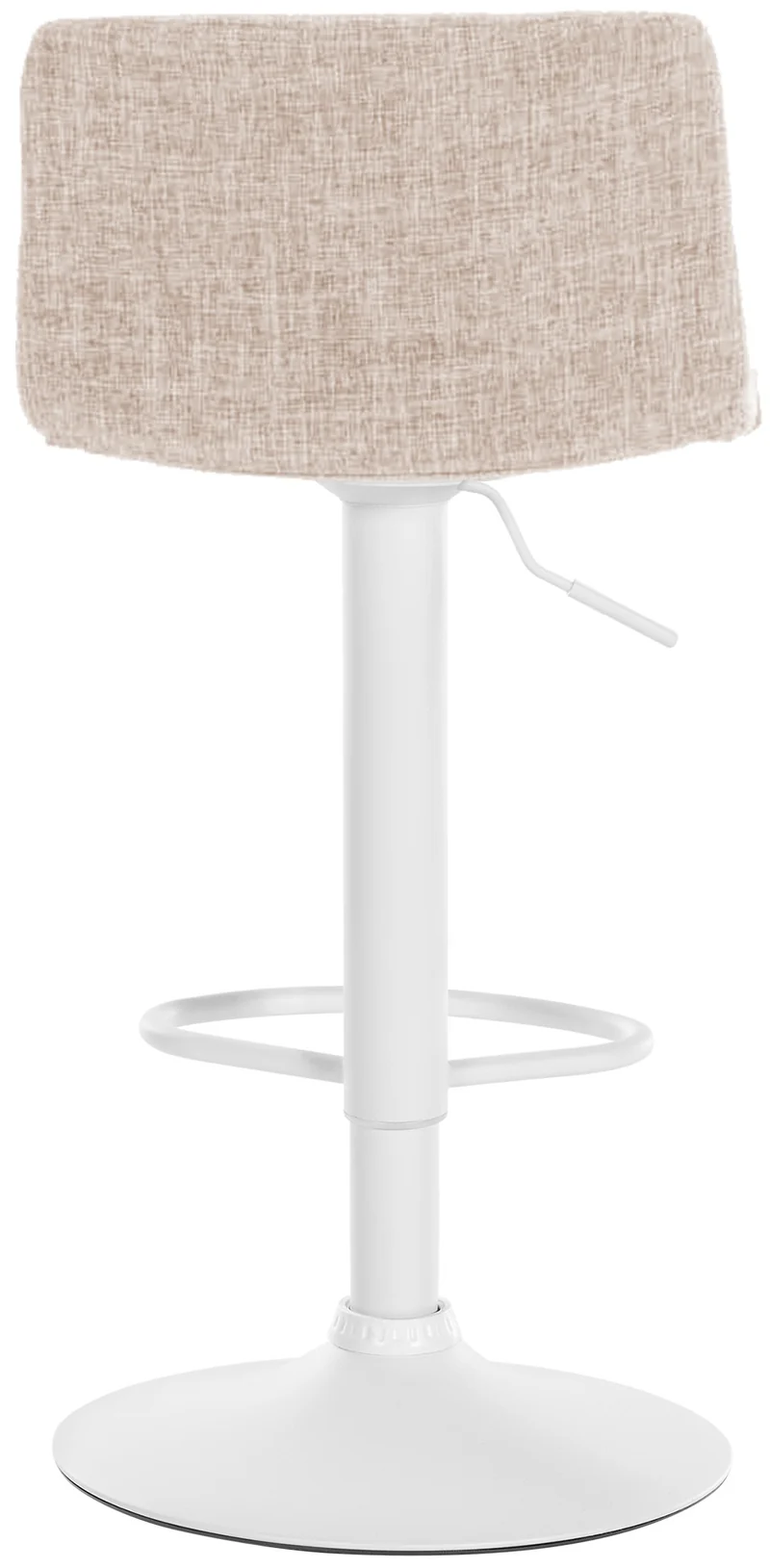 Tabouret de bar x1 en tissu crème cadre métal blanc repose-pieds style moderne 10_0005633