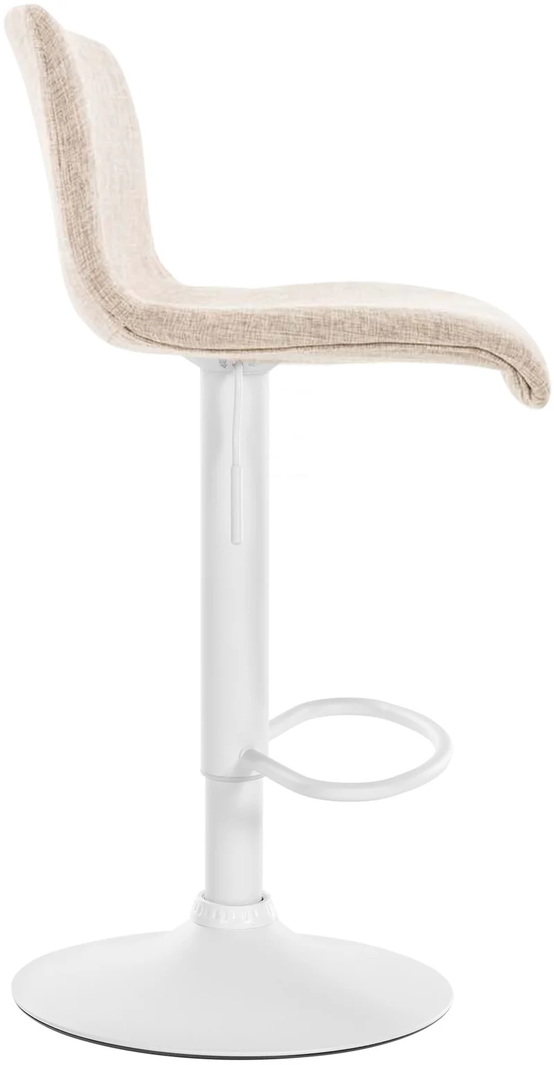 Tabouret de bar x1 en tissu crème cadre métal blanc repose-pieds style moderne 10_0005633