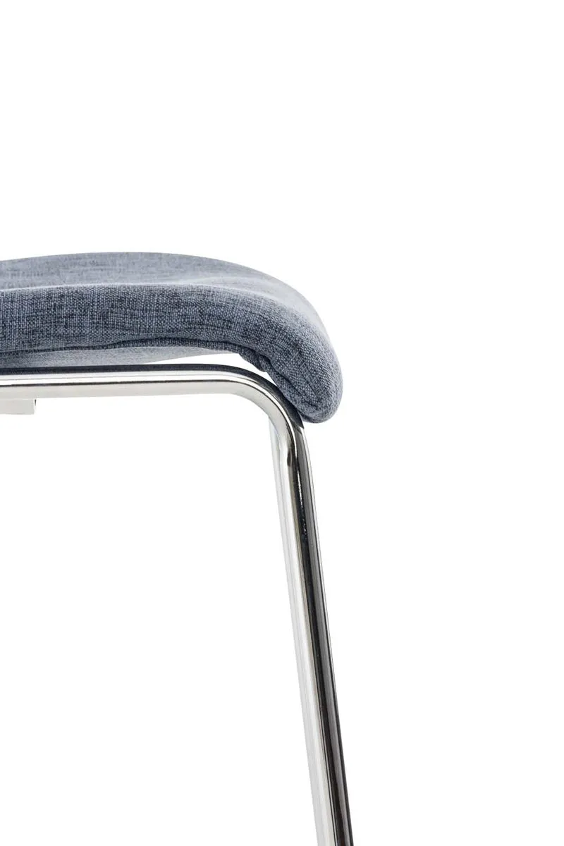 Tabouret de bar x1 en tissu bleu cadre métallique chromé à quatre pieds style chic et moderne 10_0005632