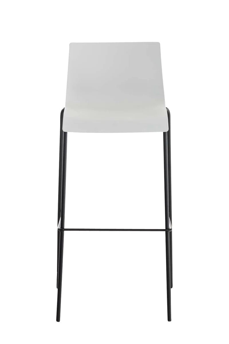 Lot de 2 tabourets de bar en tissu plastique blanc cadre métallique noir à quatre pieds style chic et moderne 10_0005570