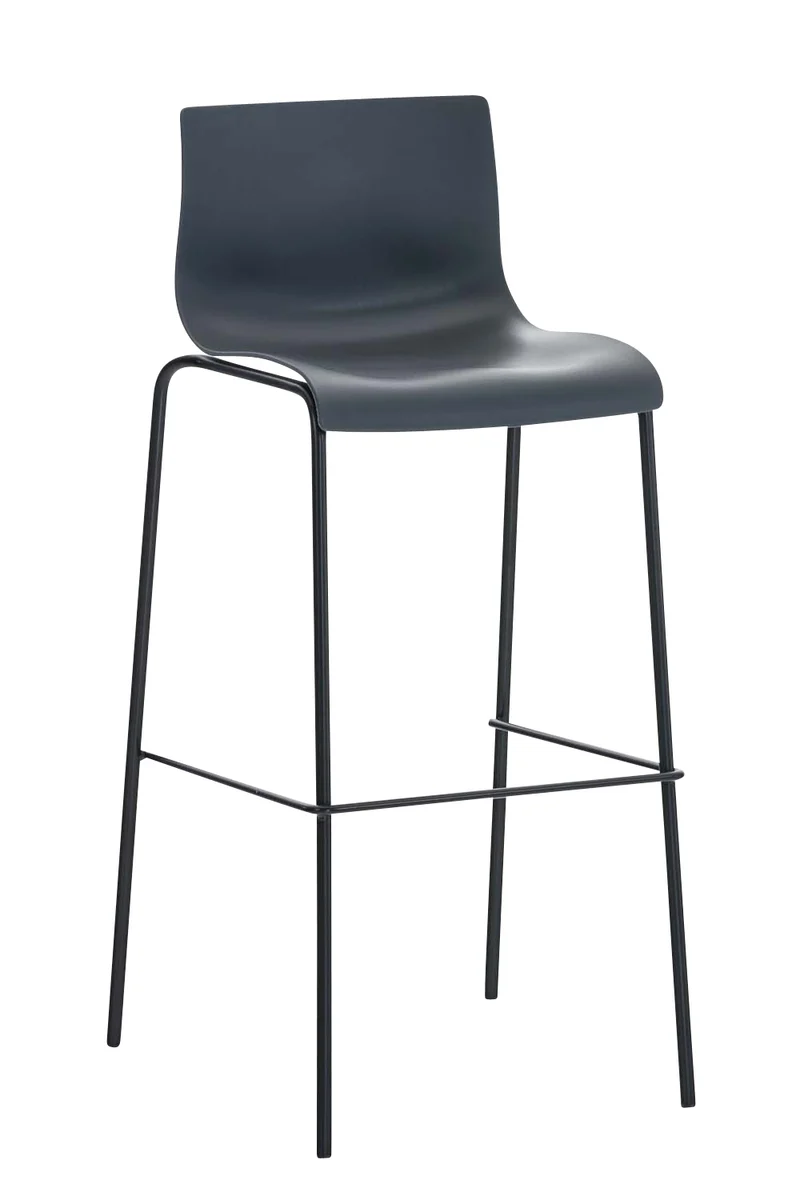 Lot de 2 tabourets de bar en tissu plastique gris cadre métallique noir à quatre pieds style chic et moderne 10_0005568