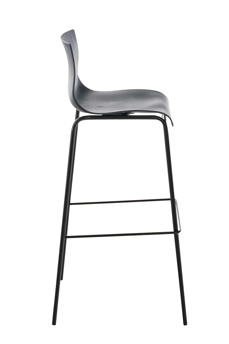 Lot de 2 tabourets de bar en tissu plastique gris cadre métallique noir à quatre pieds style chic et moderne 10_0005568