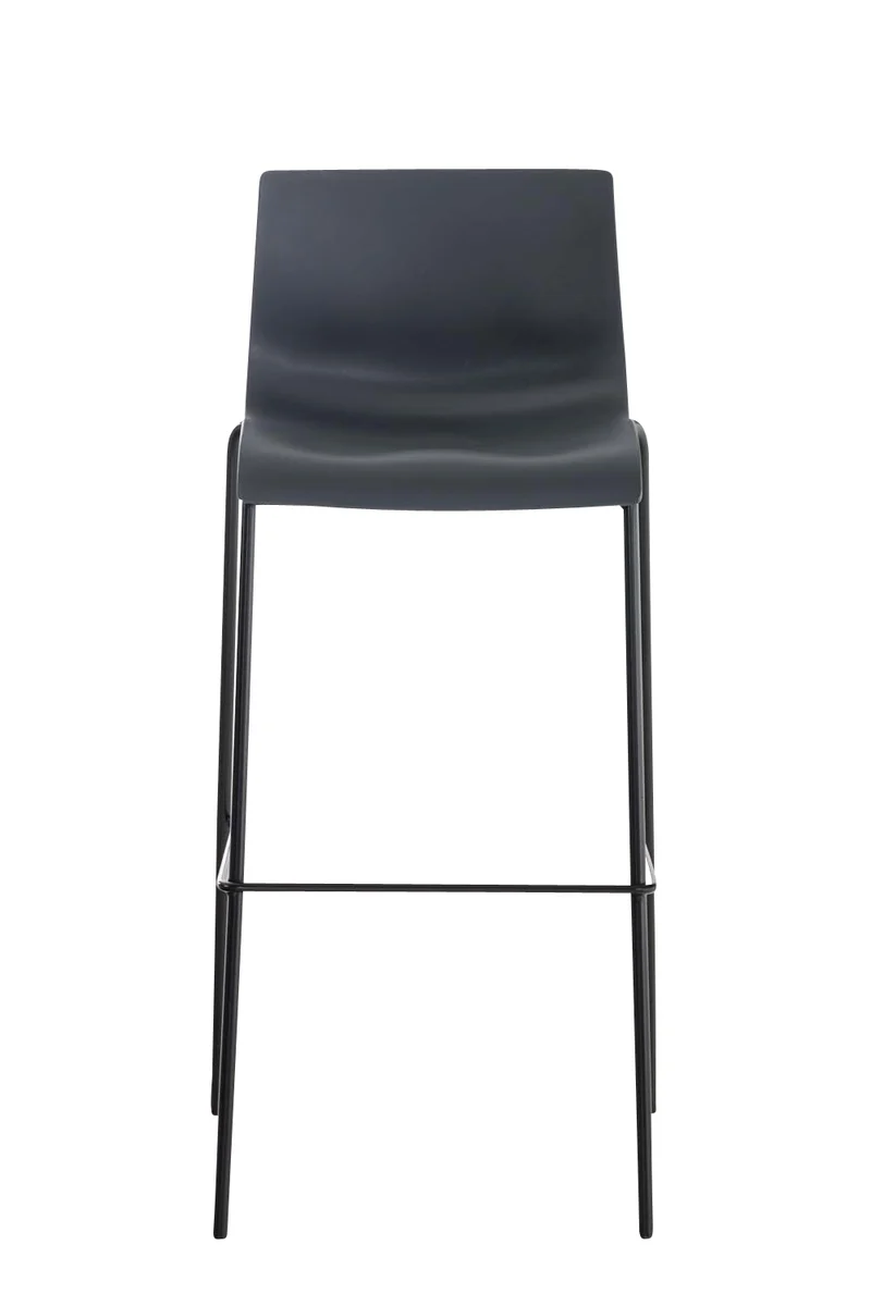 Lot de 2 tabourets de bar en tissu plastique gris cadre métallique noir à quatre pieds style chic et moderne 10_0005568