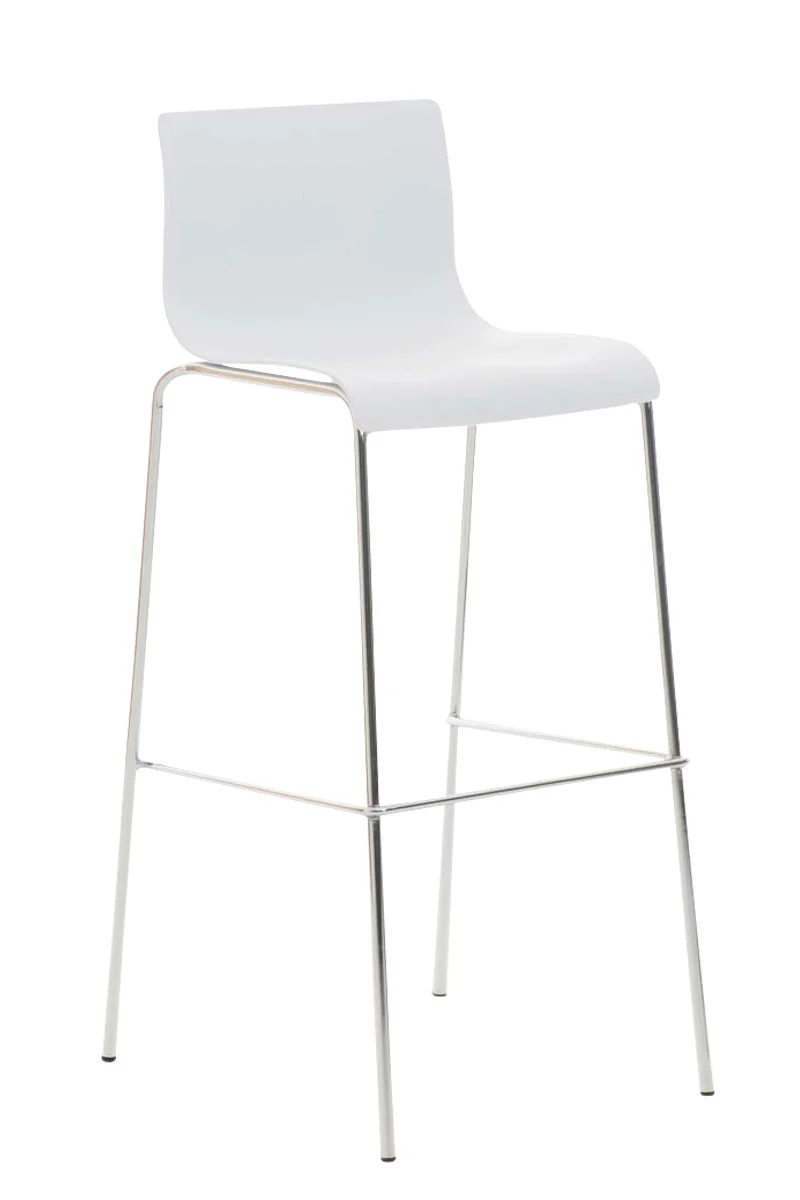 Lot de 2 tabourets de bar en tissu plastique blanc cadre métallique chromé à quatre pieds style chic et moderne 10_0005567
