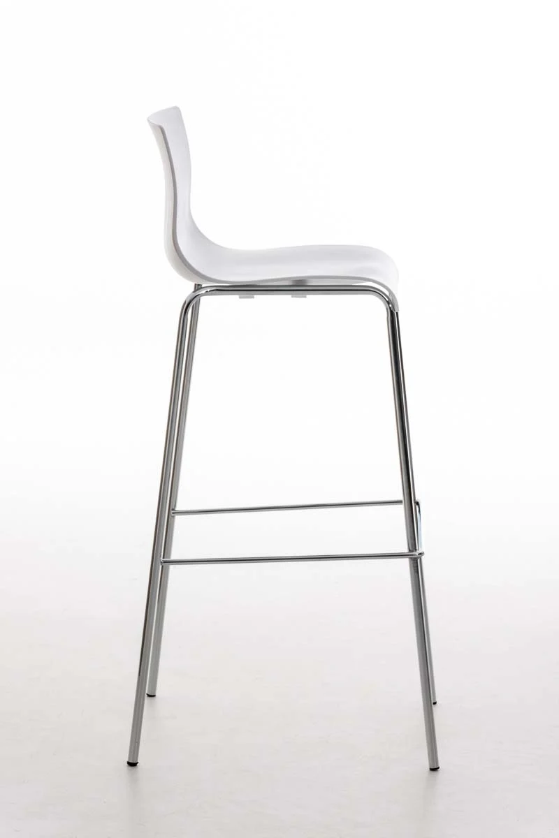Lot de 2 tabourets de bar en tissu plastique blanc cadre métallique chromé à quatre pieds style chic et moderne 10_0005567