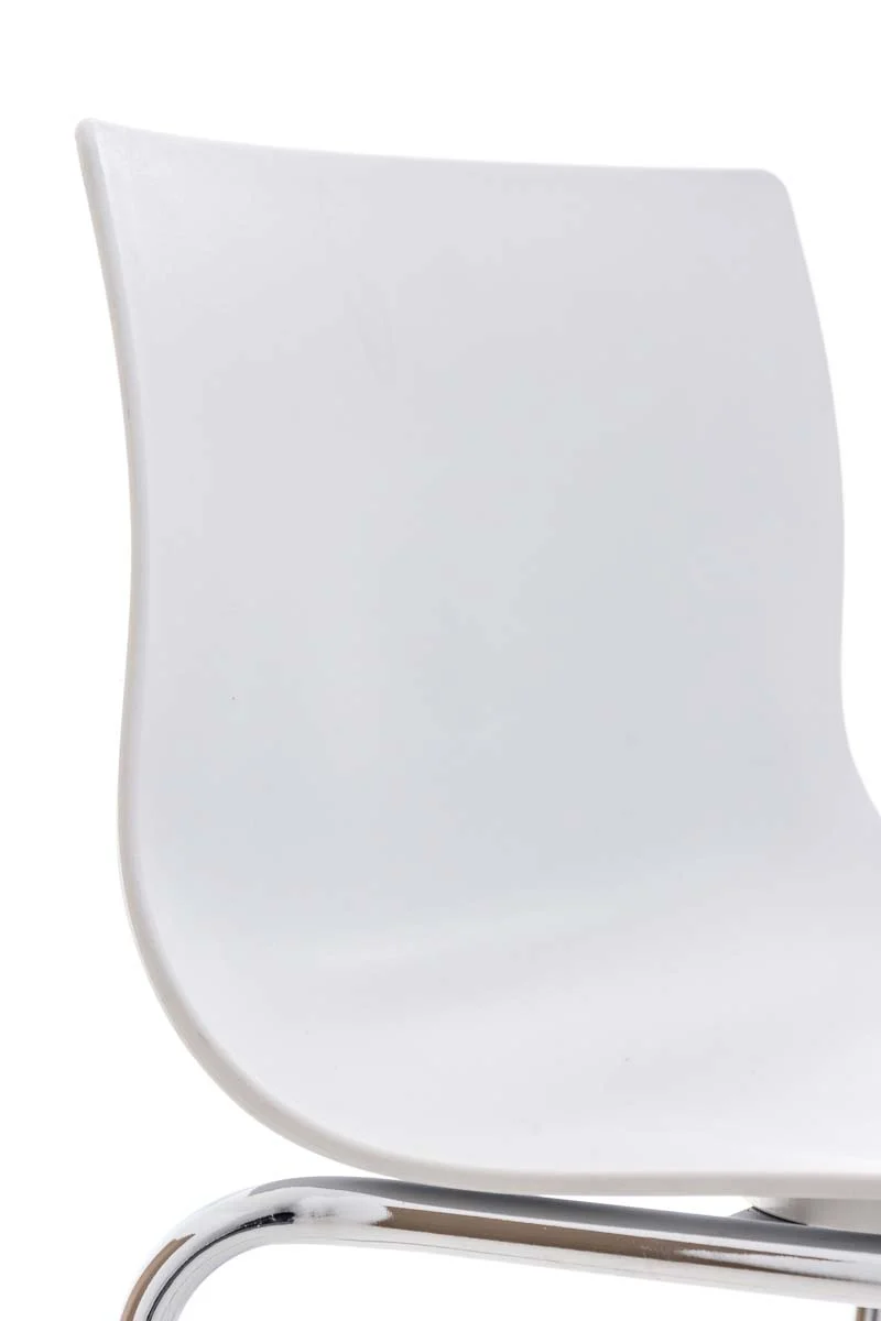 Lot de 2 tabourets de bar en tissu plastique blanc cadre métallique chromé à quatre pieds style chic et moderne 10_0005567