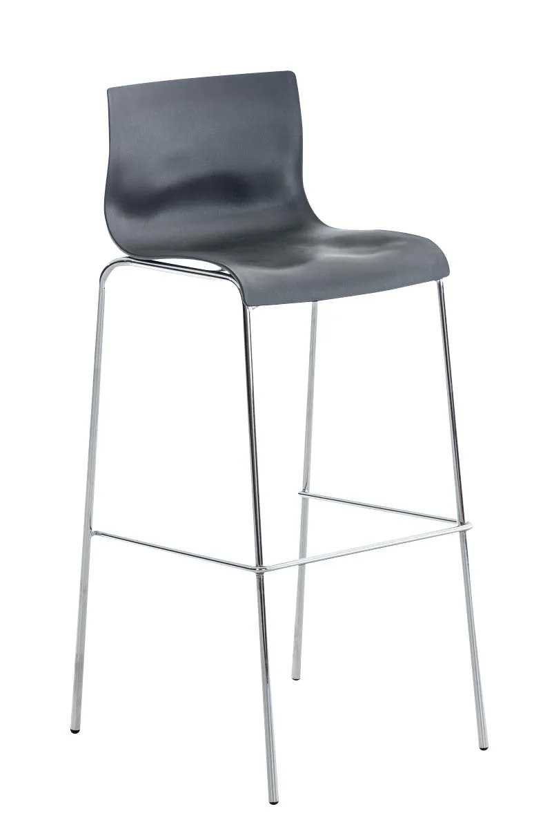 Lot de 2 tabourets de bar en tissu plastique gris cadre métallique chromé à quatre pieds style chic et moderne 10_0005565