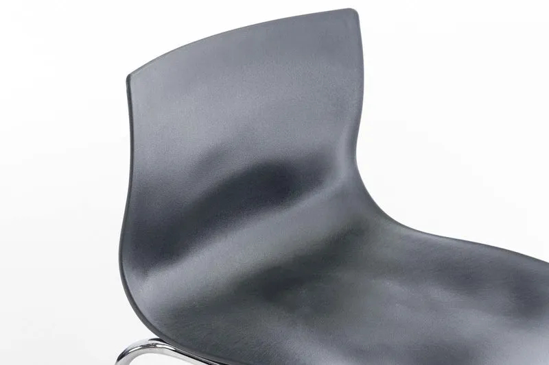 Lot de 2 tabourets de bar en tissu plastique gris cadre métallique chromé à quatre pieds style chic et moderne 10_0005565