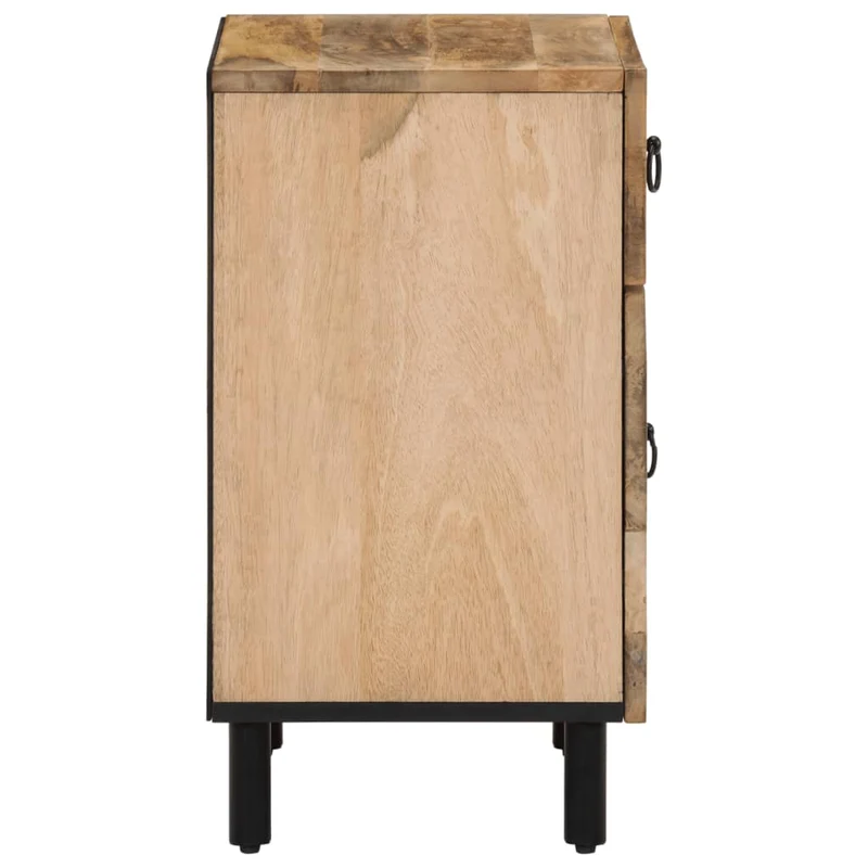 Table de chevet avec tiroir et compartiment de rangement avec porte 50 x 33 x 60 cm bois de manguier et fer DEC033041