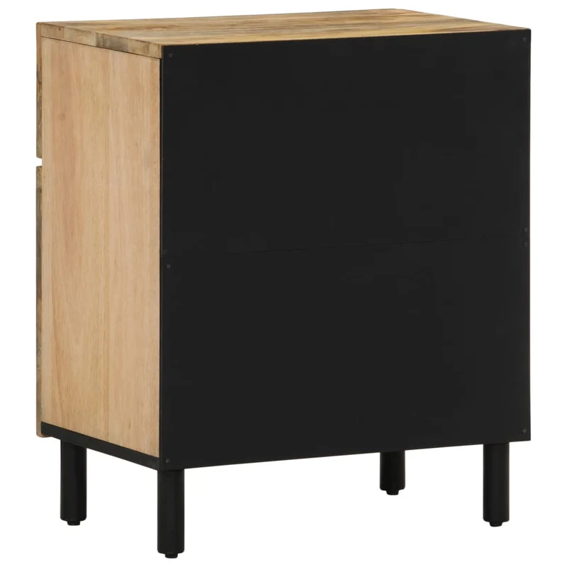 Table de chevet avec tiroir et compartiment de rangement avec porte 50 x 33 x 60 cm bois de manguier et fer DEC033041