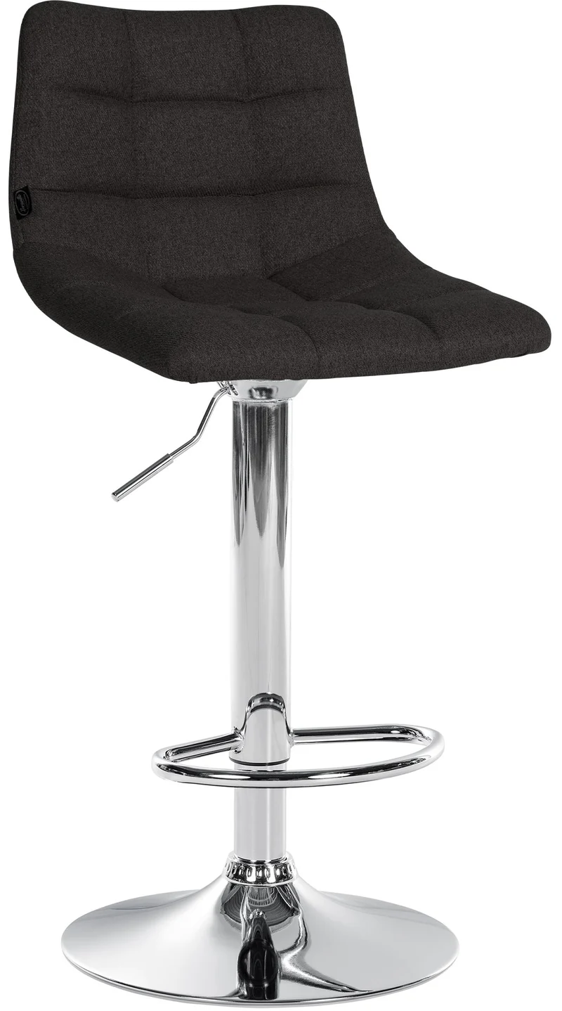 Lot de 2 tabourets de bar moderne en tissu noir motif matelassé piètement trompette métal chromé 10_0005886