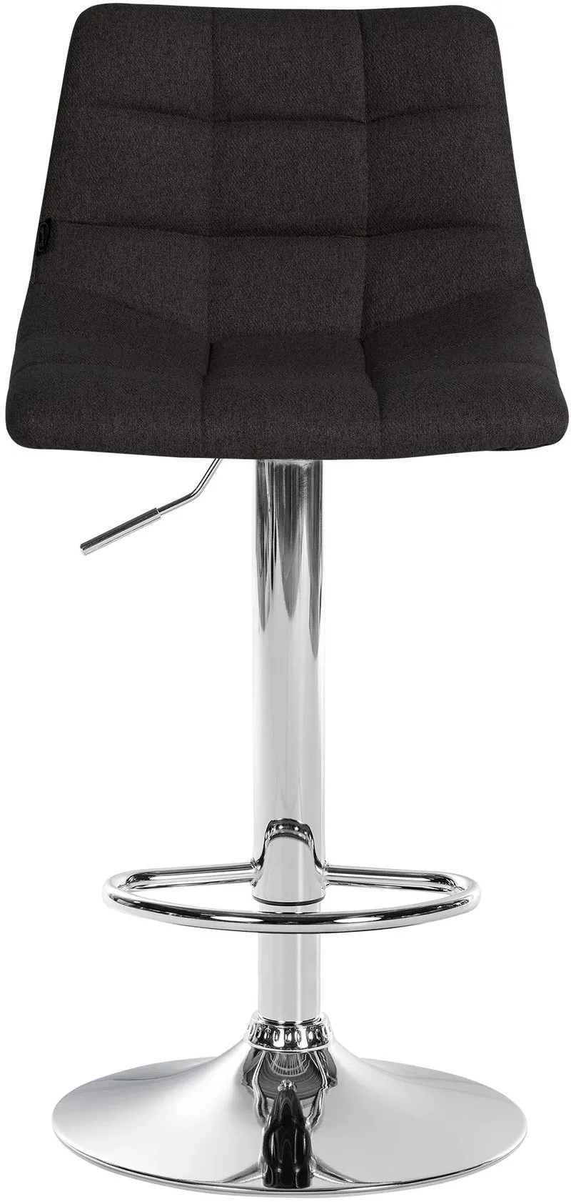 Lot de 2 tabourets de bar moderne en tissu noir motif matelassé piètement trompette métal chromé 10_0005886