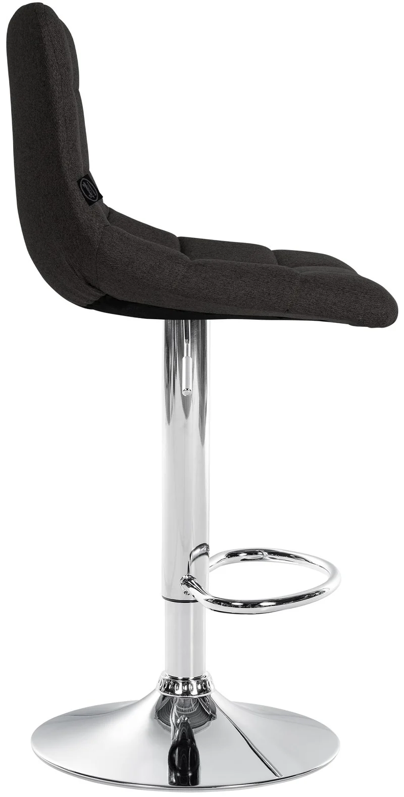 Lot de 2 tabourets de bar moderne en tissu noir motif matelassé piètement trompette métal chromé 10_0005886