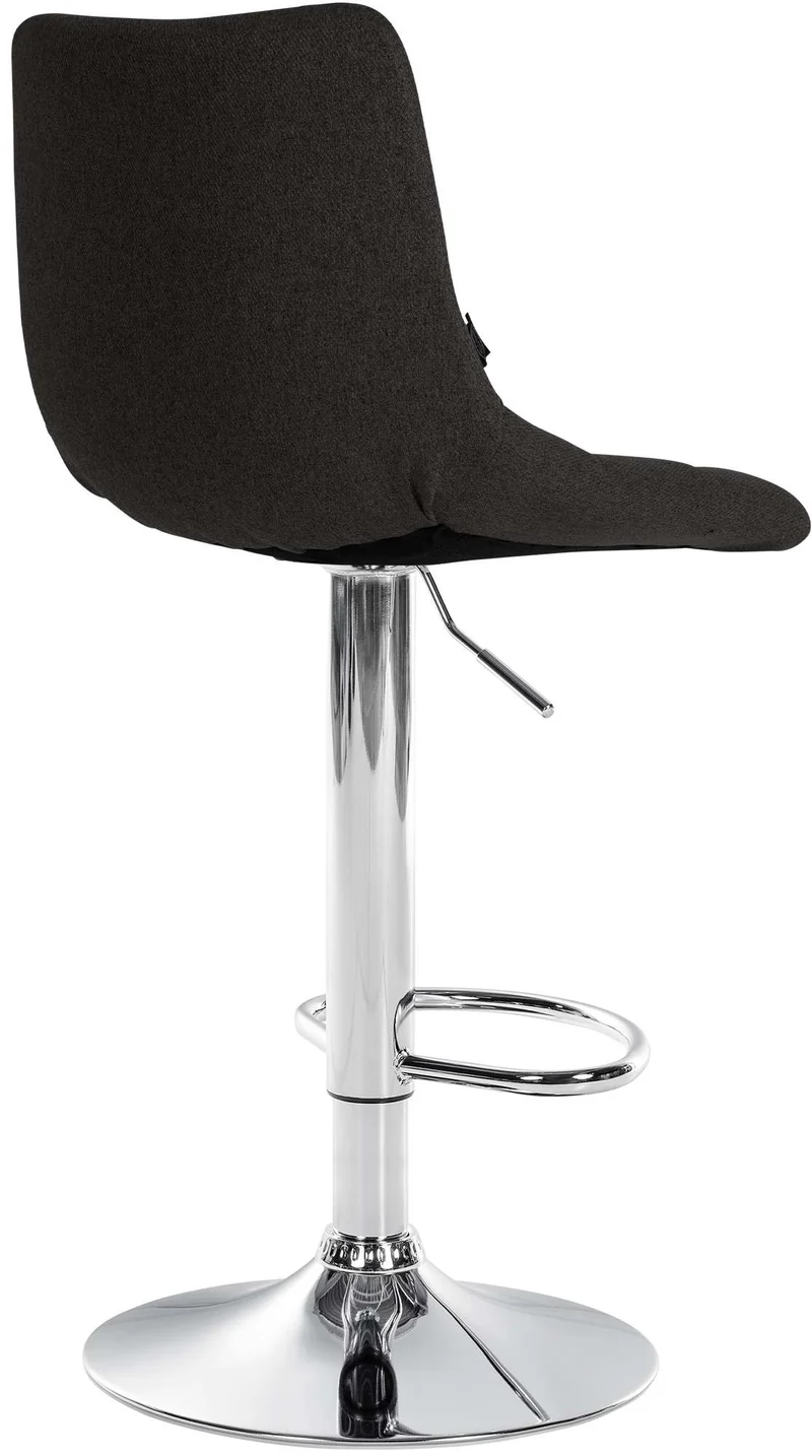 Lot de 2 tabourets de bar moderne en tissu noir motif matelassé piètement trompette métal chromé 10_0005886