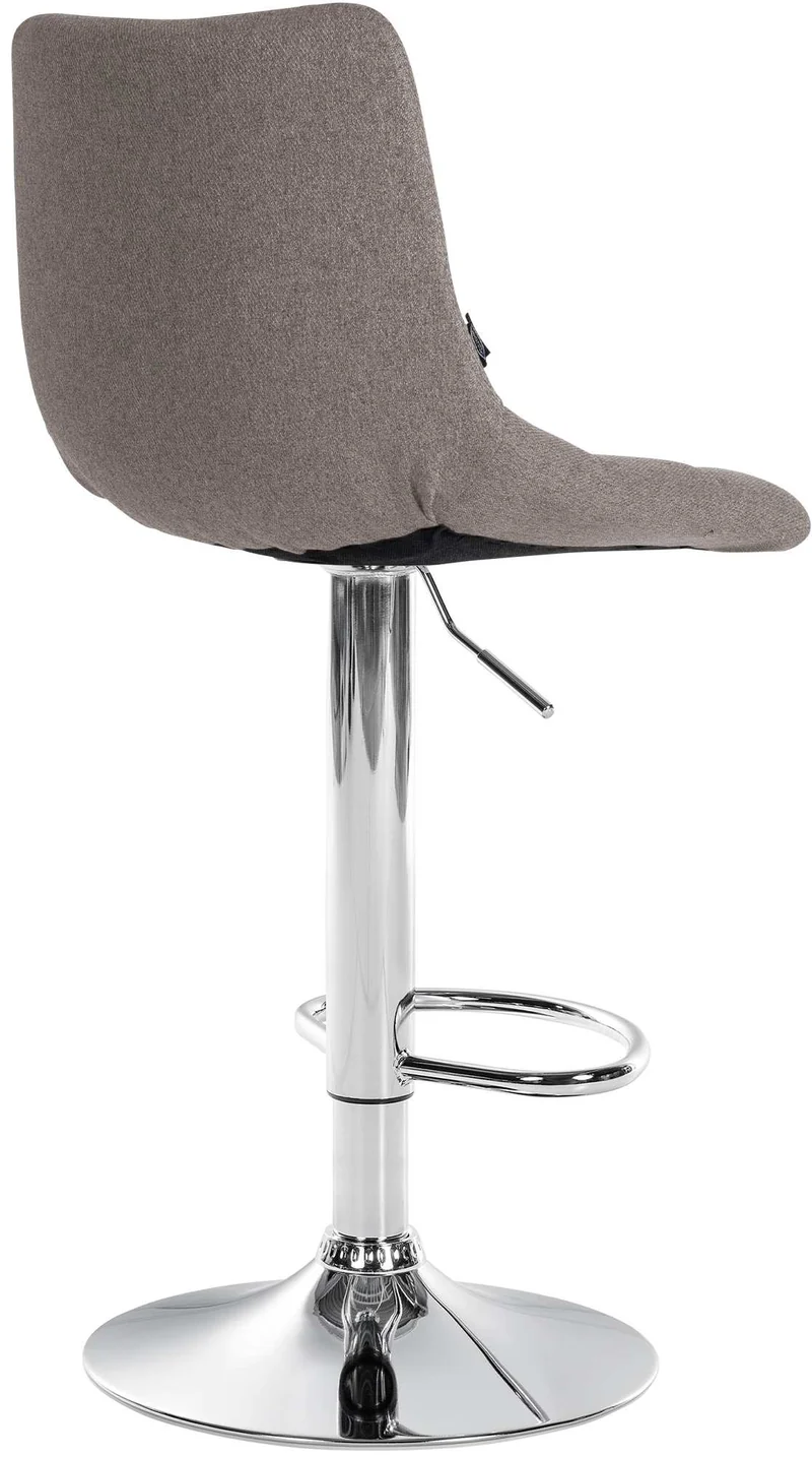 Tabouret de bar x1 moderne en tissu gris motif matelassé piètement trompette métal chromé 10_0005855