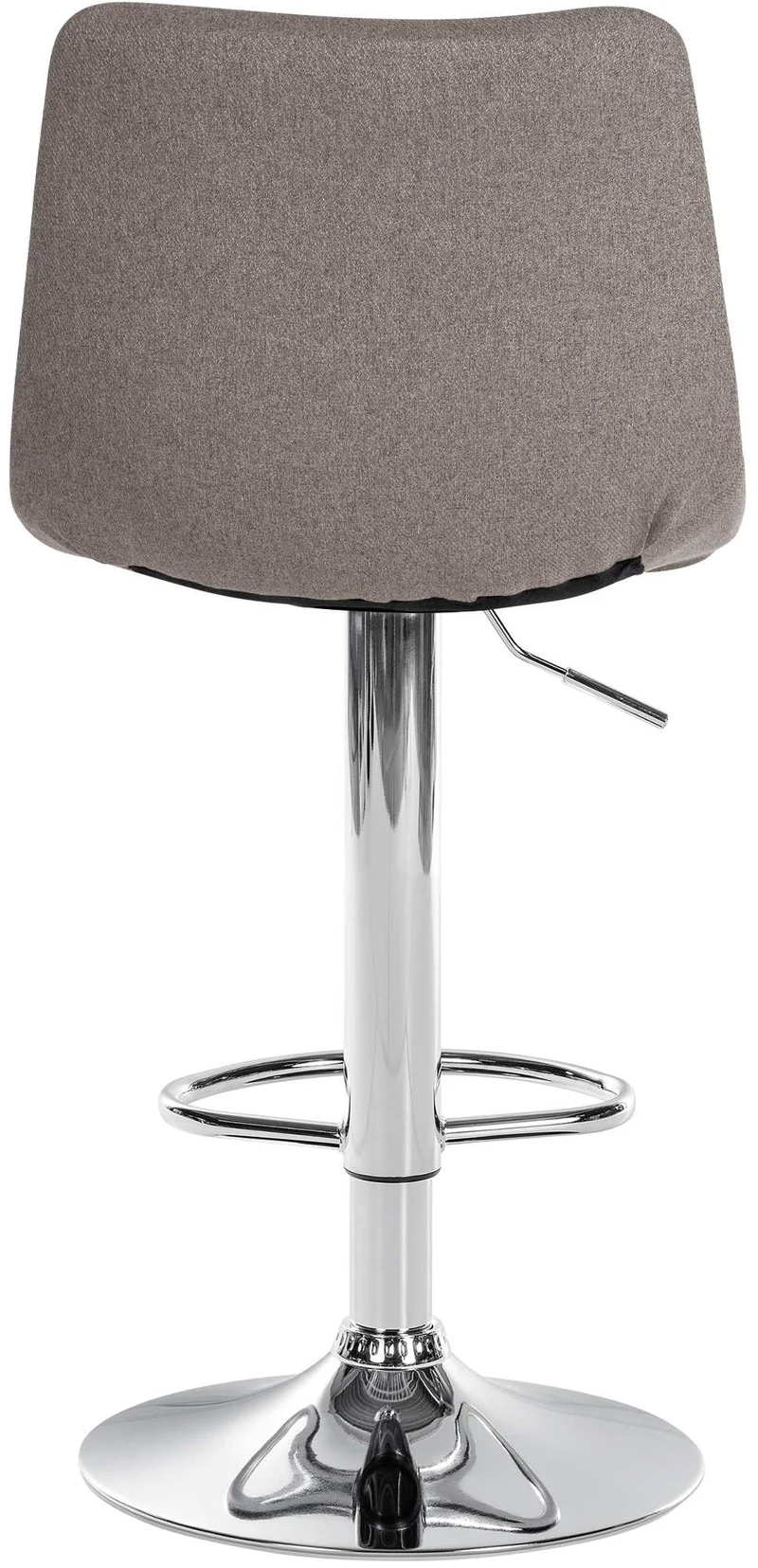Tabouret de bar x1 moderne en tissu gris motif matelassé piètement trompette métal chromé 10_0005855