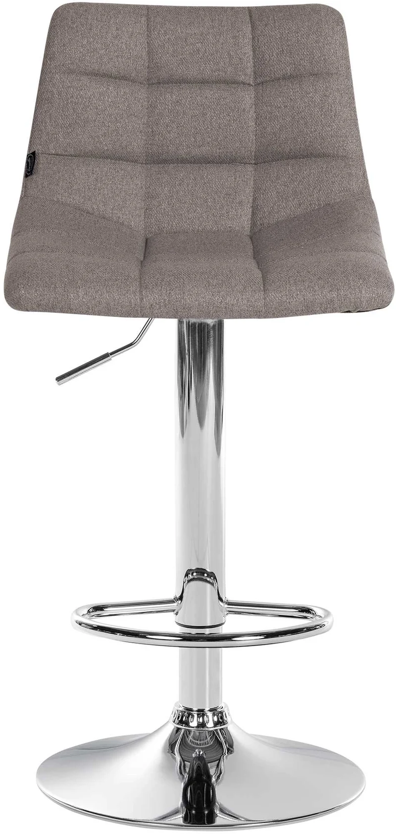 Tabouret de bar x1 moderne en tissu gris motif matelassé piètement trompette métal chromé 10_0005855